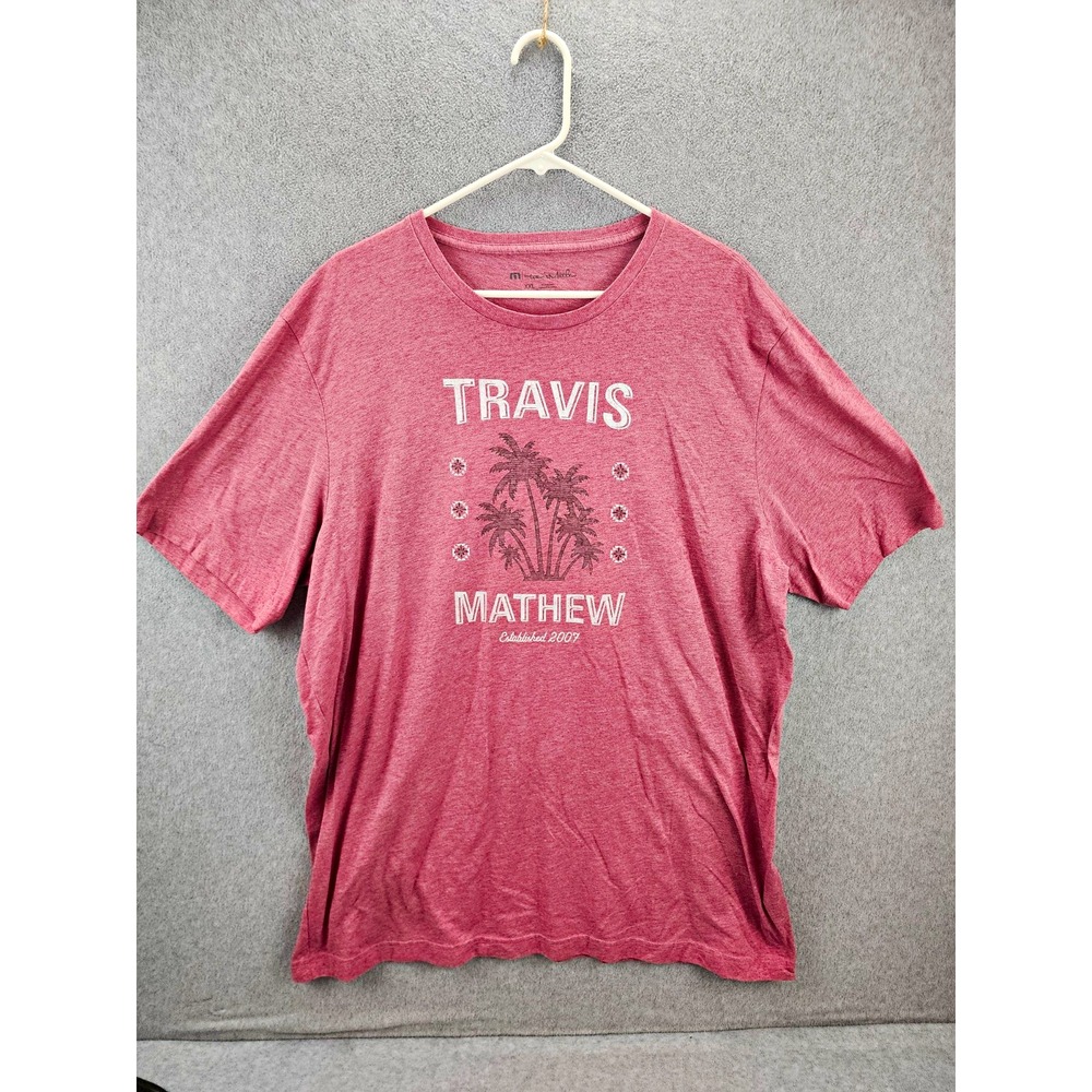 Travis Mathew Men's 2XL Pink Graphic Logo Cotton Crew Neck Short Sleeve T-Shirt